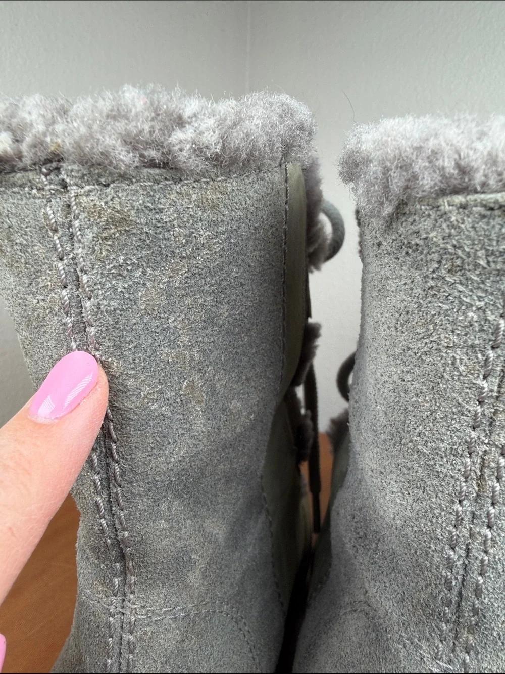 Sorel Joan Of Arctic Wedge II Women Gray NL3021-052 Shearling Snow Boot Size 8.5